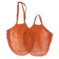 Function custom logo wholesale market foldable mesh bag handle organic shopping cotton produce cotton net bag